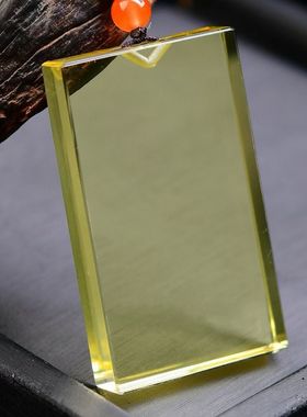 天然黄水晶平安无事牌吊坠男女款项链挂件原石