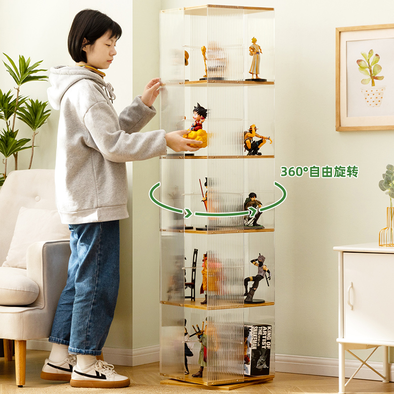 旋转手办展示柜亚克力模型玩具展示架家用小型陈列柜非玻璃化妆品 - 图0