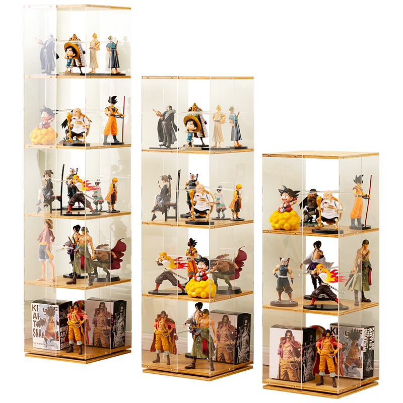 旋转手办展示柜亚克力模型玩具展示架家用小型陈列柜非玻璃化妆品 - 图3