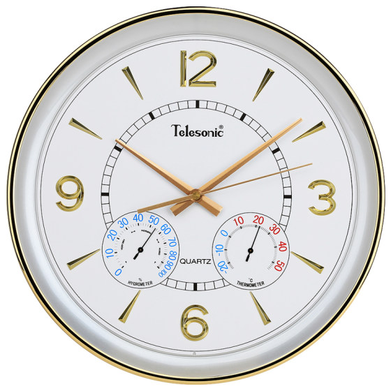 Uranus silent wall clock modern simple clock temperature and humidity meter living room creative quartz clock