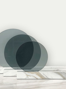 速发简约灰璃玻色大理石装属圆环屏风摆件样板房样品屋展示中心软