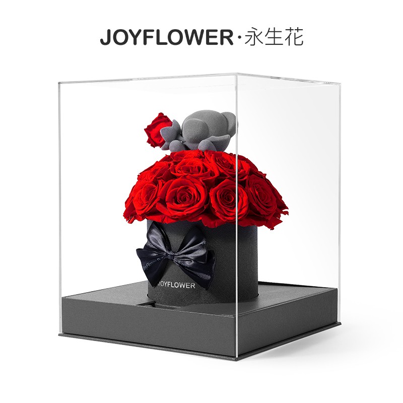 Joyflower永生真花玫瑰抱抱桶花束 高级感生日礼物送女生朋友