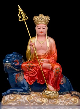 速发地藏王菩萨佛像树脂彩绘坐骑谛听地藏王菩萨真身供奉摆件地藏