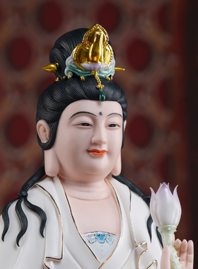 速发德化陶瓷西坐三圣全奉大势至菩萨佛像方像供莲家用客厅