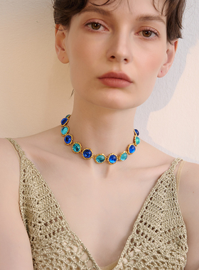 苏心合金女水晶锁骨链