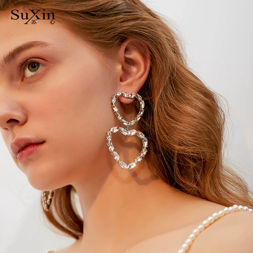 Серьги в виде сердечка в форме сердца, милый аксессуар, популярно в интернете, простой и элегантный дизайн