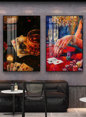 棋牌室装饰画波普风桌游室咖啡馆挂画酒吧清吧餐厅墙面扑克壁画