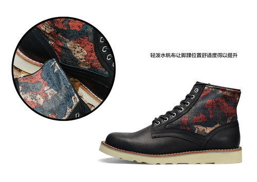 清仓特惠BLESS SHOE ROUND TOE 黑色真皮拼色圆头工装靴马丁男靴 - 图2