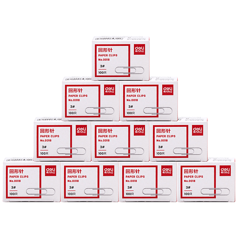 10盒装得力回形针办公电镀加厚表层彩色回形针文件资料整理分类装订镀镍曲马卡龙色回形针桌面办公用品 - 图0