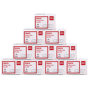 10盒装得力回形针办公电镀加厚表层彩色回形针文件资料整理分类装订镀镍曲马卡龙色回形针桌面办公用品