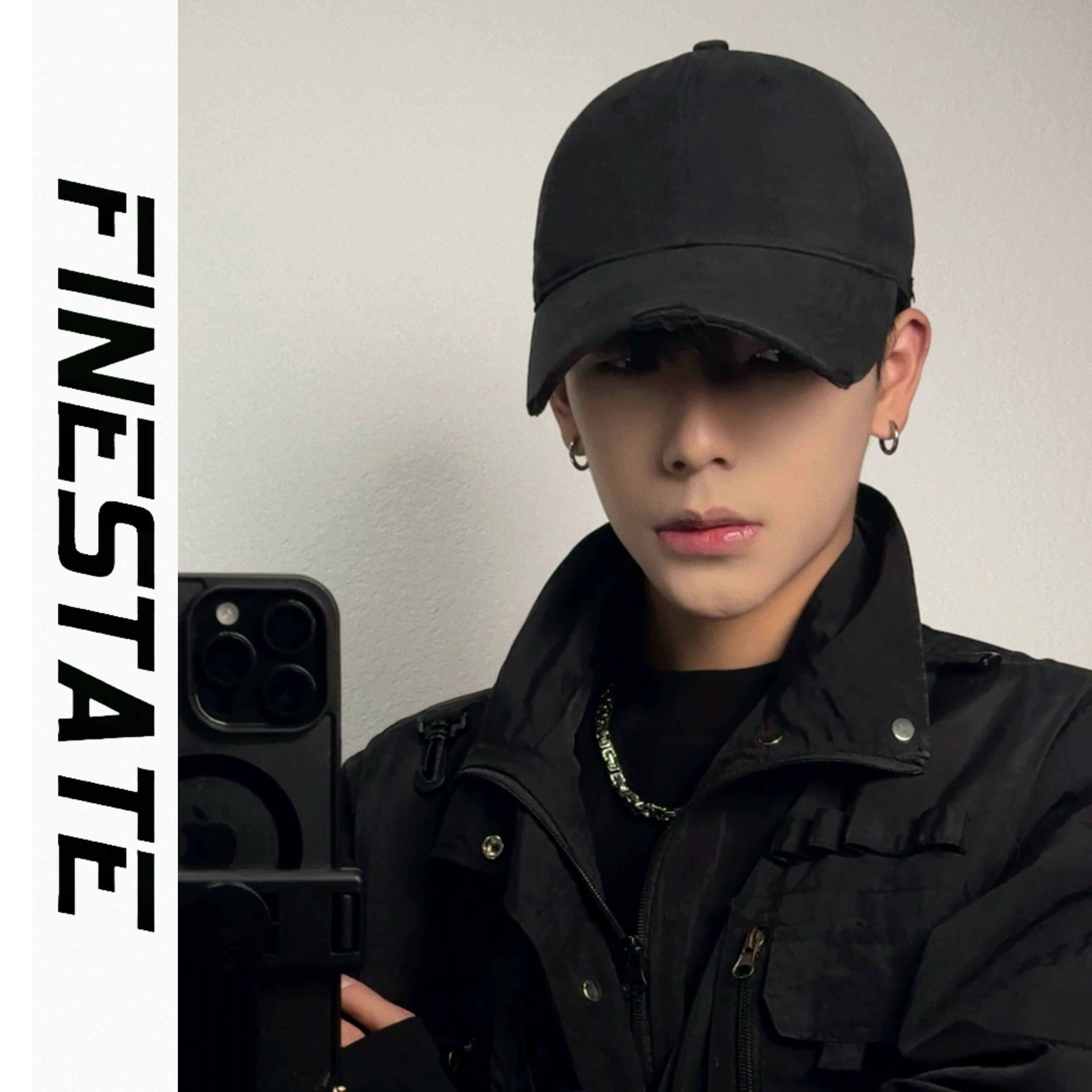 FINESTATE破洞鸭舌帽男夏季纯棉帽子男潮牌百搭大头围男士棒球帽 - 图3