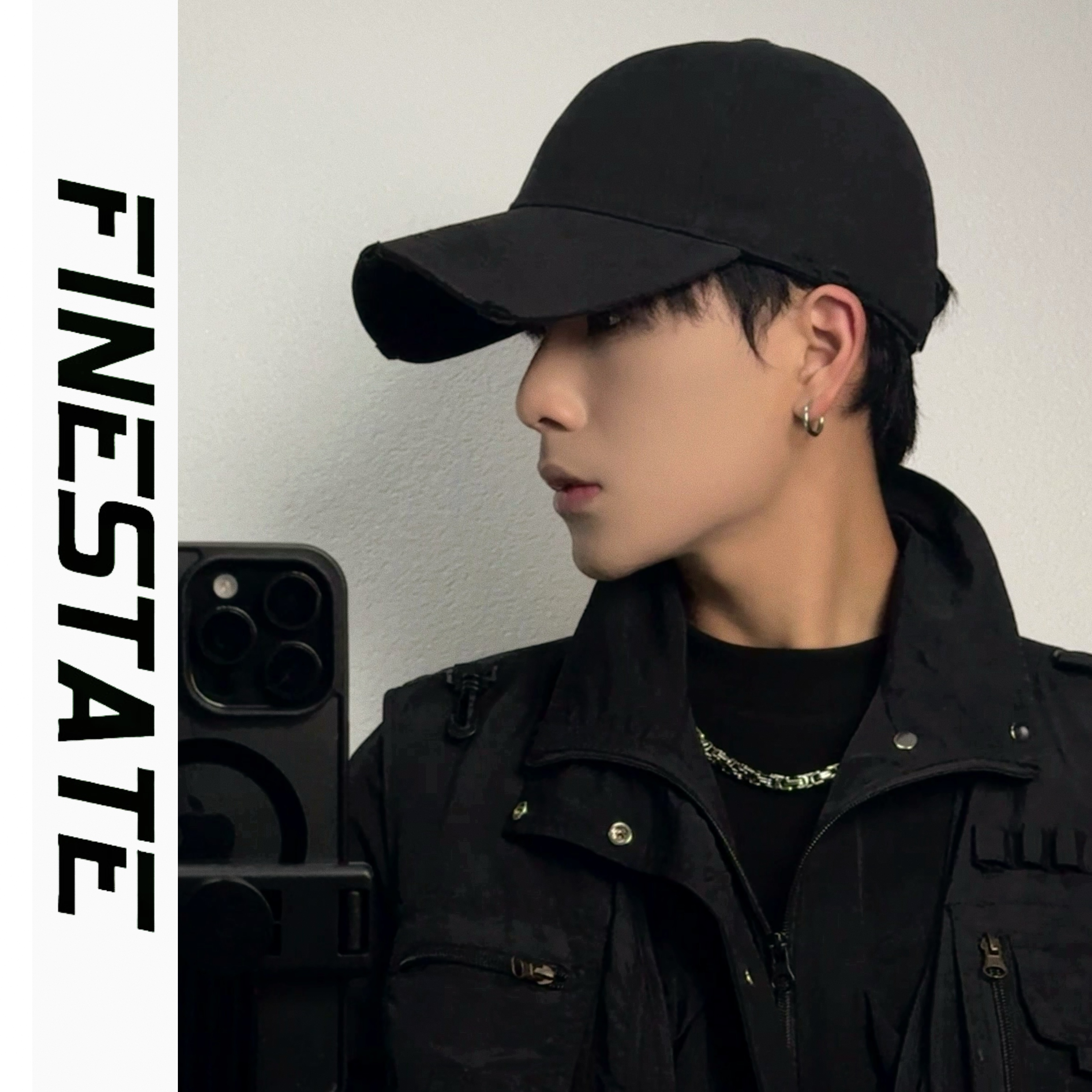 FINESTATE破洞鸭舌帽男夏季纯棉帽子男潮牌百搭大头围男士棒球帽 - 图2