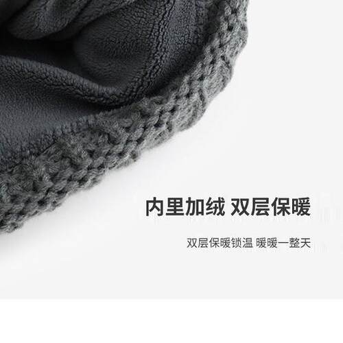 FINE STATE双层加厚保暖大头围帽子男冬季针织帽毛线帽防寒冷帽男 - 图2