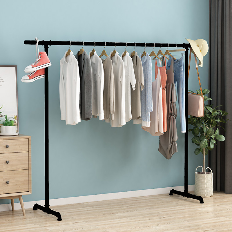 单杠置地式烤漆黑色晾衣架落地简易室内家用卧室阳台凉挂衣服架子,淘宝优惠券,粉丝福利购,淘宝优惠卷