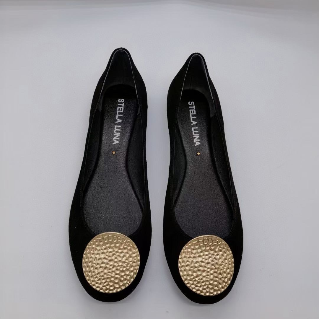 Stella luna春季新款单鞋低帮鞋女鞋金属扣装饰平底低跟圆头鞋子-图1