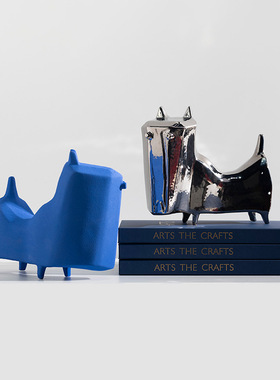 速发蒙面狗摆件陶瓷家居软装饰品样板艺样品屋展示中心工童房动物