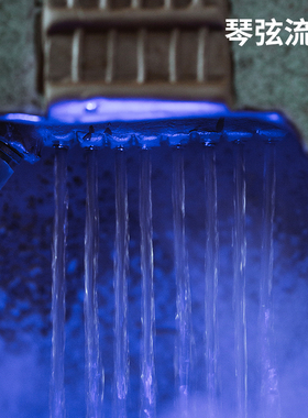 速发陶瓷月琴流水件摆客厅中国风古典装饰雾化加湿器乔迁新居礼品