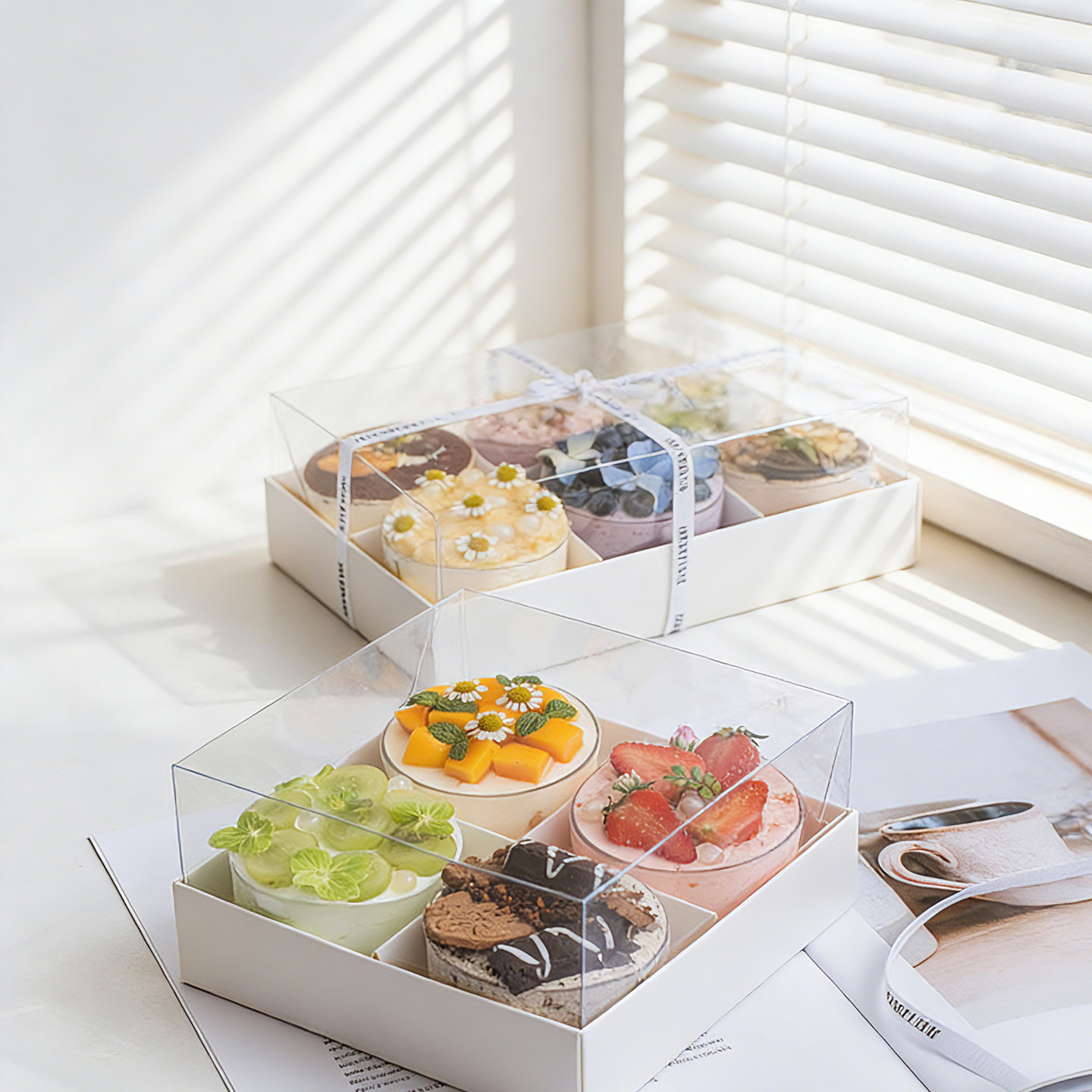 46四六宫格甜品打包盒下午茶歇慕斯蛋糕包装盒泡芙雪媚娘外带盒子,淘宝优惠券,粉丝福利购,淘宝优惠卷