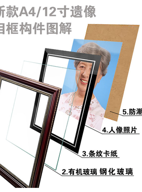 状元府高雅实木玻璃相框高清遗像