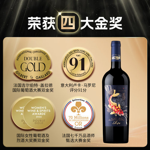 傲鱼尊蓝R4S红酒智利原装原瓶进口750ml赤霞珠半甜红葡萄酒2024年 - 图2
