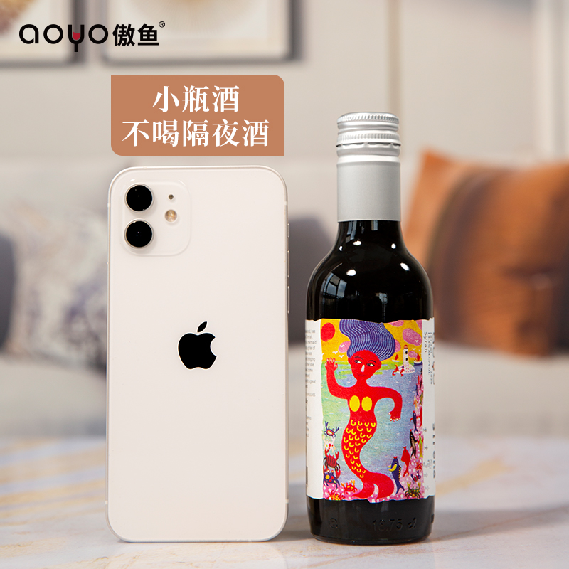 傲鱼红酒智利原瓶进口赛丽娜西拉半干葡萄酒187.5ml*6礼盒装 - 图2