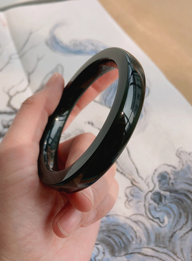 天然和田玉手镯黑青玉方条镯子