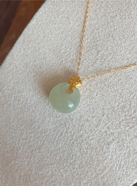 天然和田玉青白玉福袋锁项链