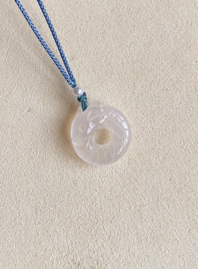 天然白玉髓龙形平安扣吊坠