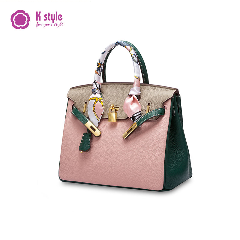 头层牛皮荔枝纹女新款2020铂金包 kstyle女士包袋