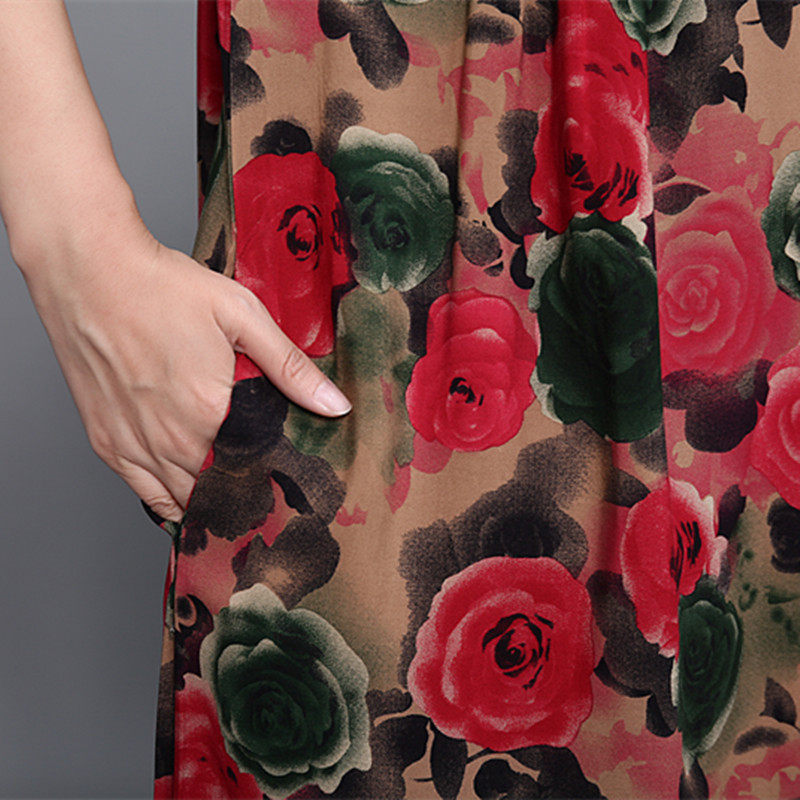 夏季加肥加大码女装中老年连衣裙 路易白鲸连衣裙