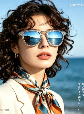 日本复古手造板材大脸女太阳镜
