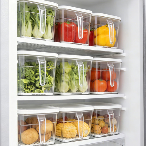 透明冰箱收纳盒食品级保鲜盒双层抽屉式水果蔬菜储物盒带盖 - 图0
