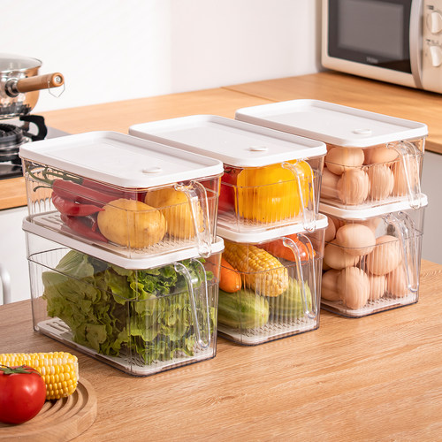 透明冰箱收纳盒食品级保鲜盒双层抽屉式水果蔬菜储物盒带盖 - 图3