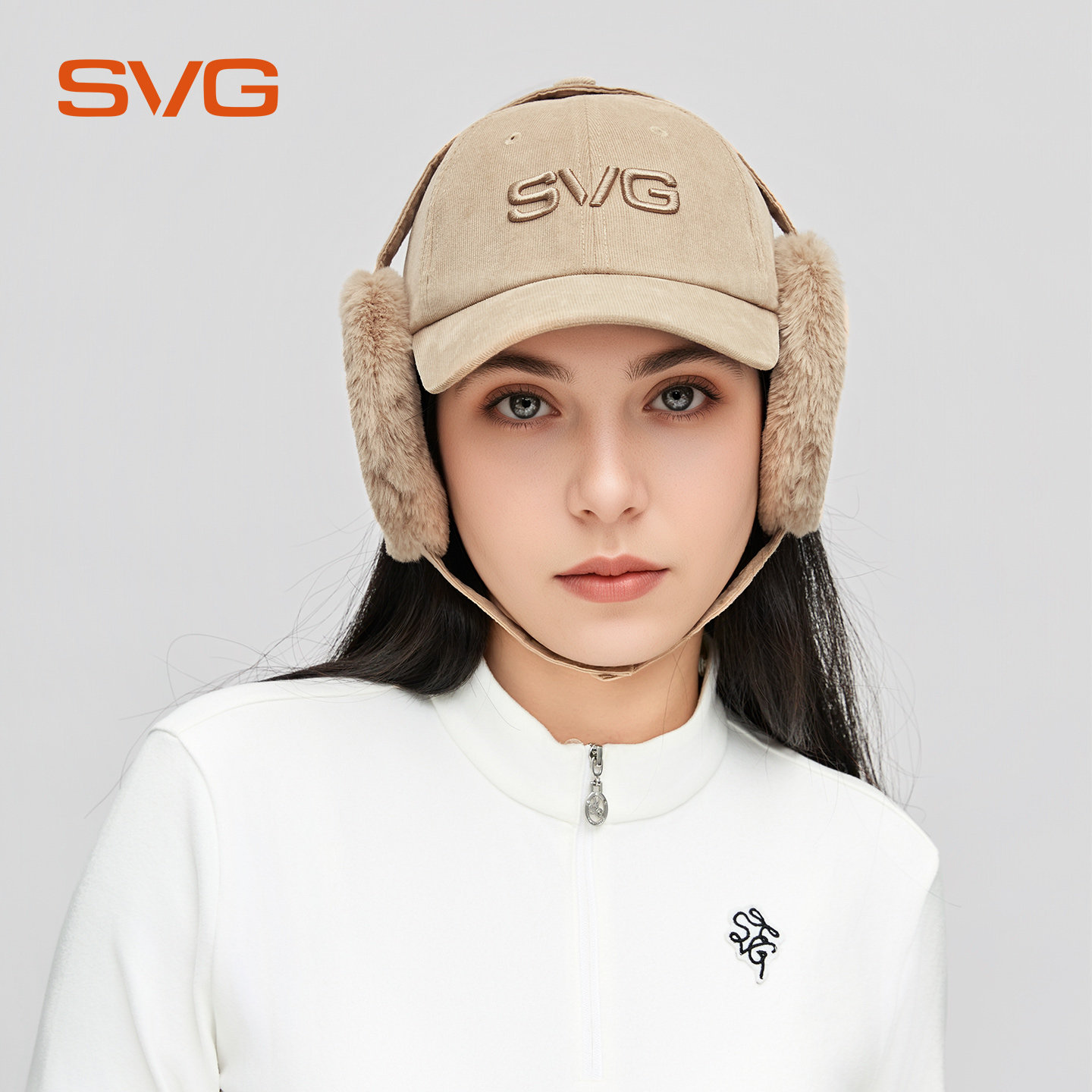 svg高尔夫配饰25秋冬新款时尚灯芯绒球帽保暖毛绒护耳帽子鸭舌帽,淘宝优惠券,粉丝福利购,淘宝优惠卷