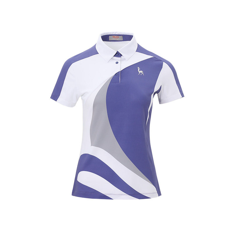 svg高尔夫秋季新款女装拼色短袖t恤紫色翻领POLO衫女士上衣,淘宝优惠券,粉丝福利购,淘宝优惠卷