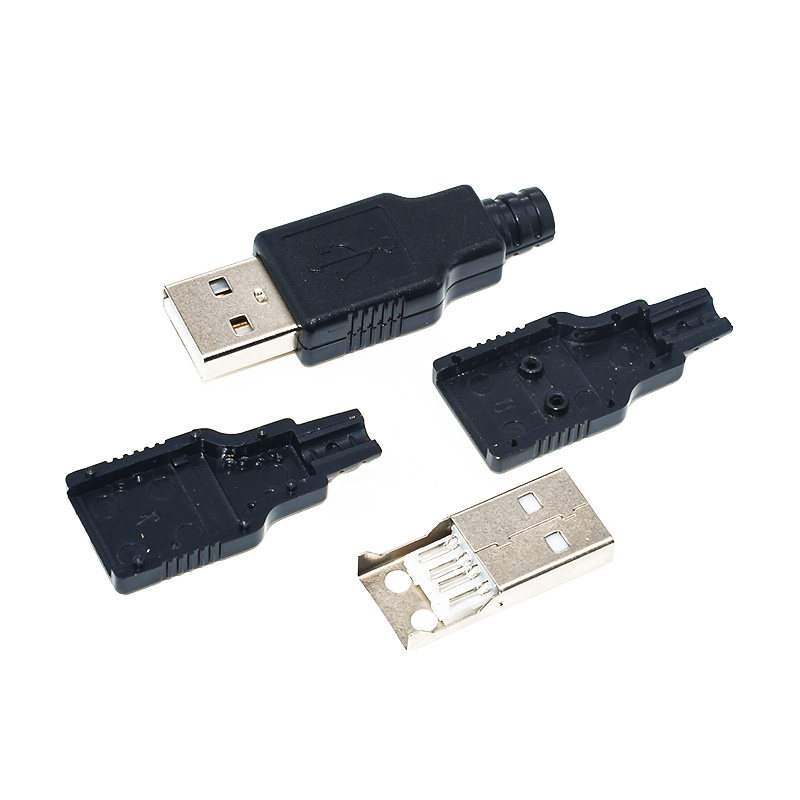 USB公头带塑料壳三件式 USB插头 USB接头 A型4P带壳(长壳)_虎窝淘