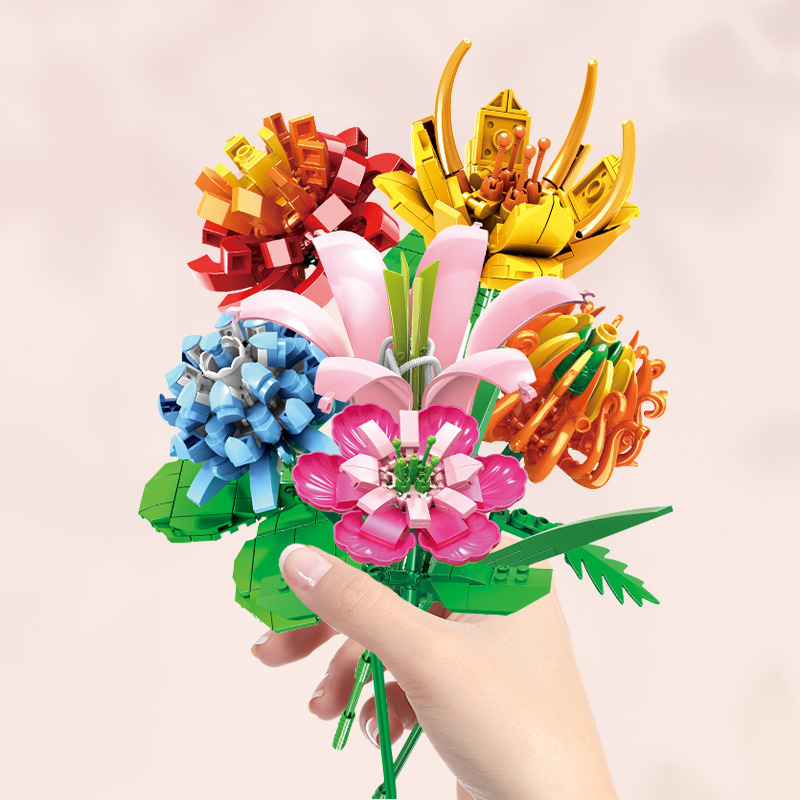 拼裝積木永生花成人兒童益智玩具diy裝飾插花女孩生日情人節禮物_寶麗華玩具專營店_玩具_童車_益智_積木_模型