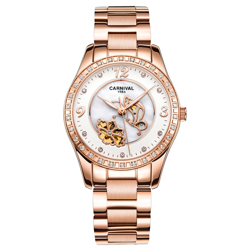 正品嘉年华女士防水全自动潮机械表 嘉年华世捷尔国产腕表