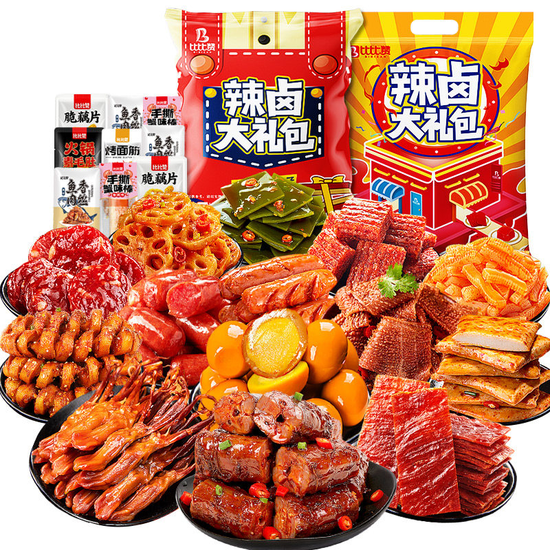 比比赞辣卤大礼包肉食类味网红辣条 比比赞鸭肉零食