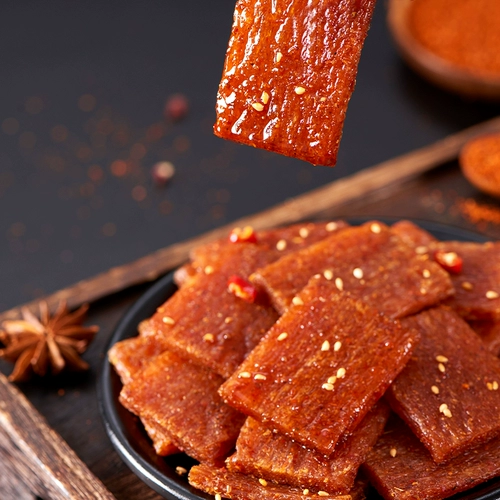 佳龙 Поцелуя пряные полоски больших подарков, большие подарки, маленькие закуски тофу, свинина, мясо большого ножа, острый вкус маленькие закуски глютена