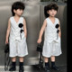 韩范男童马甲套装夏季儿童白色小西装痞帅风模特t台走秀礼服潮酷