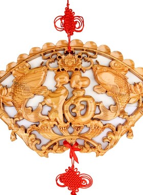 速发桃木五鱼临门挂件五斧挂饰家居饰品桃木百福挂件双福挂件桃木