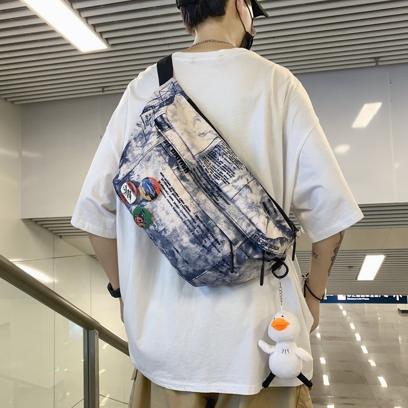 胸前平板男士迷彩帆布胸包斜挎包 单色空间男士包袋