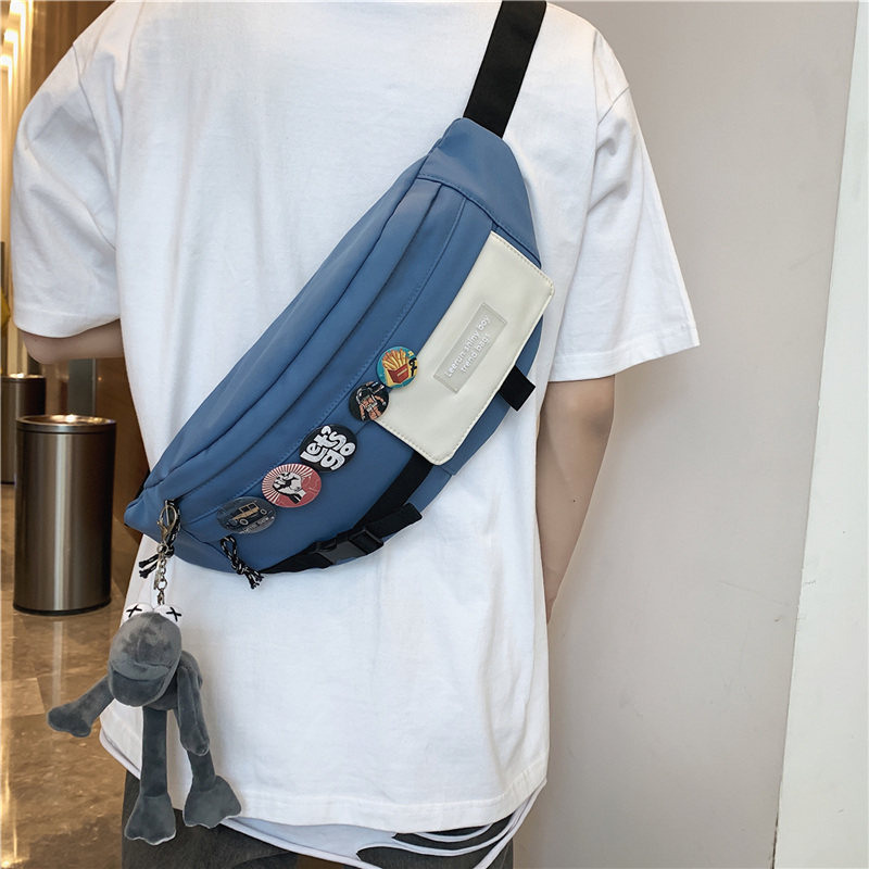 潮牌男士随身斜肩包时尚潮流胸包 单色空间男士包袋