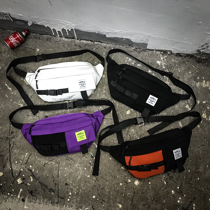 日系胸包男潮牌街头潮流简约单肩包 单色空间男士包袋