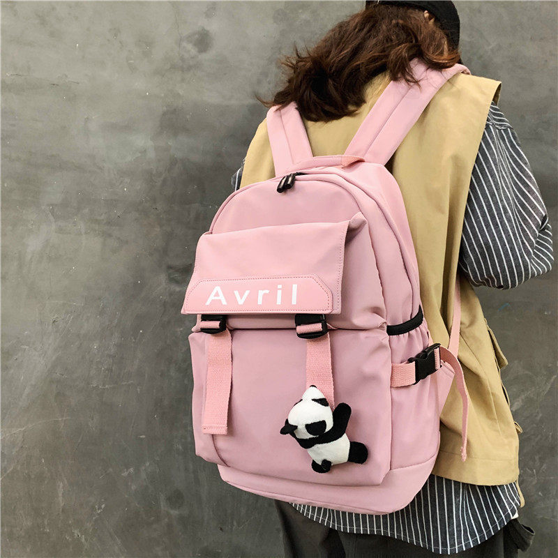 高颜值初中生女韩版高中学生双肩包 单色空间双肩背包