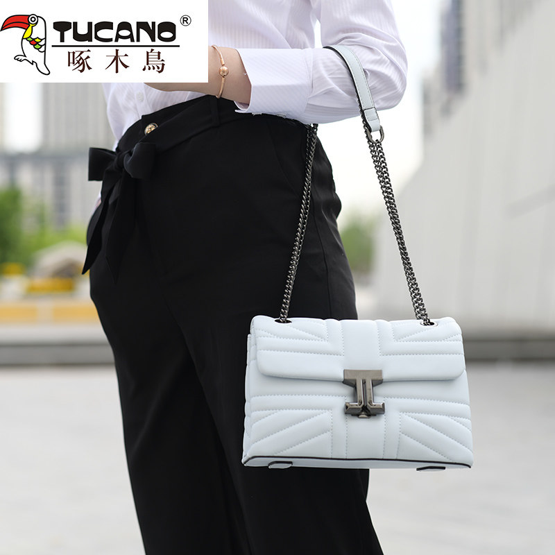 啄木鸟单肩斜挎百搭链条女士潮女包 啄木鸟飞进女士包袋