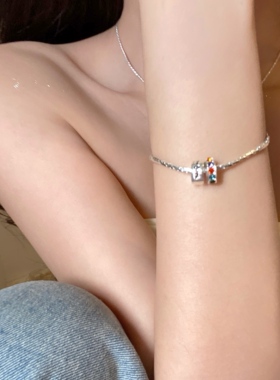 转运彩钻！日落派对环环相扣项链轻奢百搭小众高级锁骨链复古手链