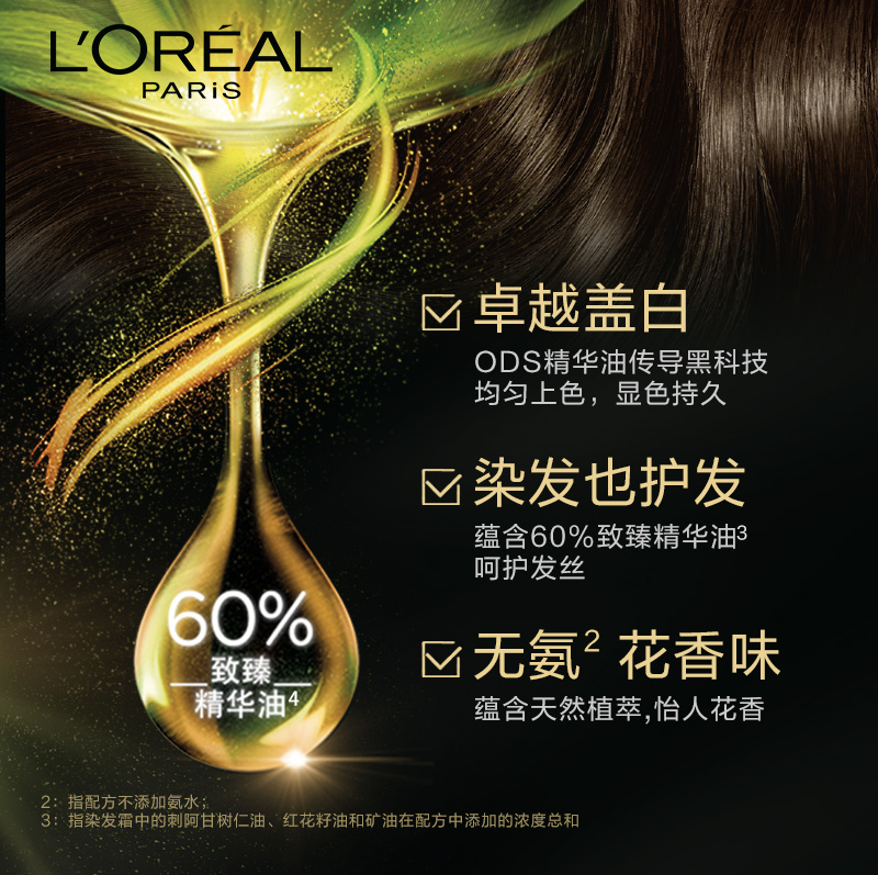 欧莱雅美发官方旗舰店【预售】欧莱雅染发剂自己在家染发膏自然遮白黑色植物精华油*2盒0
