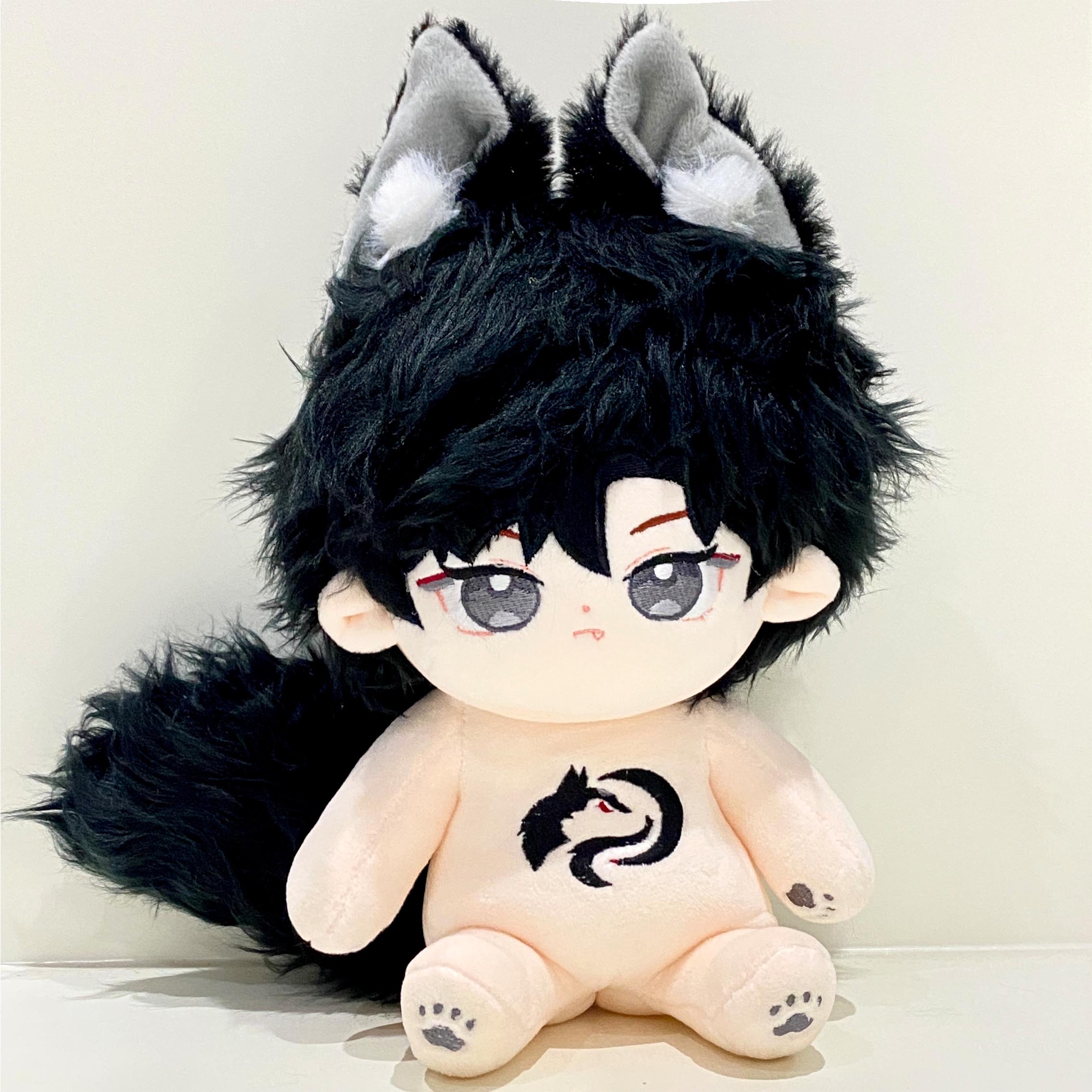 狐狸狼崽小狼棉花娃娃男20cm厘米正版无属性水洗兔毛帅酷娃衣公仔 - 图0